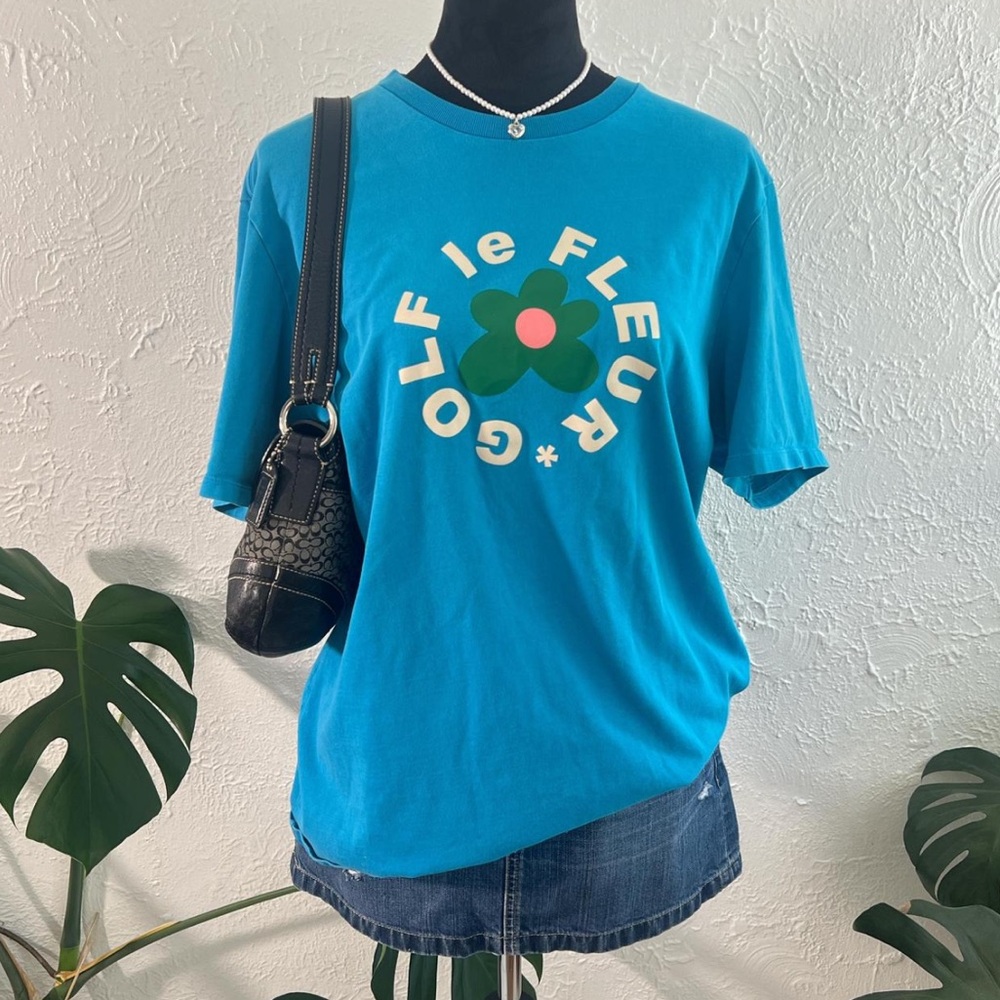 Golf Le Fleur Blue Floral Tee